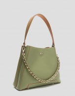 Green leather Hobo Midi Amber shoulder bag