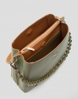 Green leather Hobo Midi Amber shoulder bag