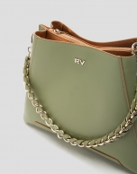 Green leather Hobo Midi Amber shoulder bag