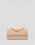 Pink beige quilted Linda Midi shoulder bag