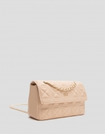 Pink beige quilted Linda Midi shoulder bag