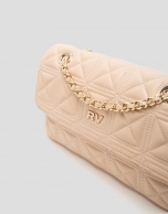 Pink beige quilted Linda Midi shoulder bag