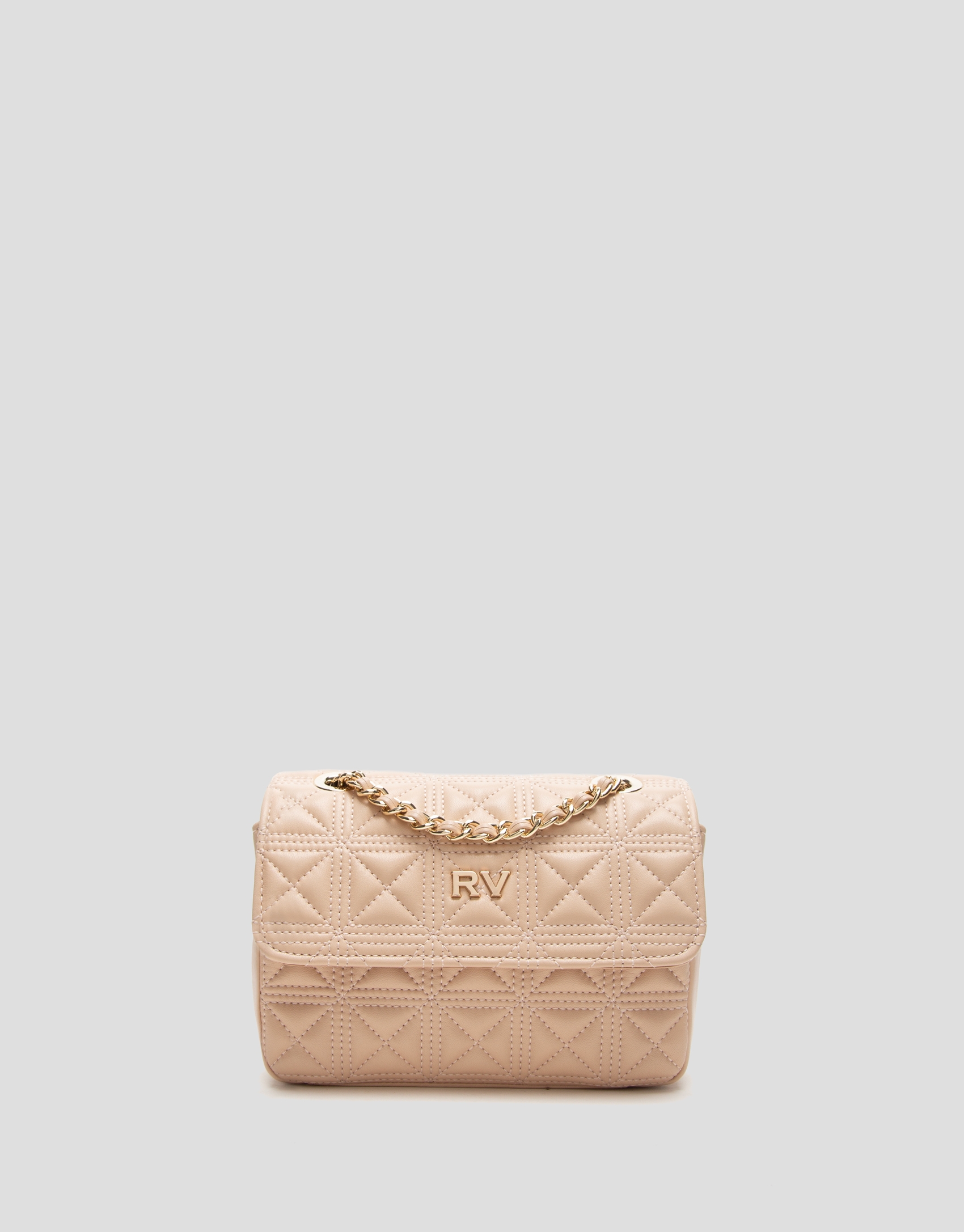 Pink beige leather quilted Linda Mini shoulder bag