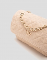 Pink beige leather quilted Linda Mini shoulder bag