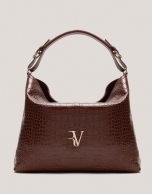 Brown alligator embossed Miranda Hobo bag