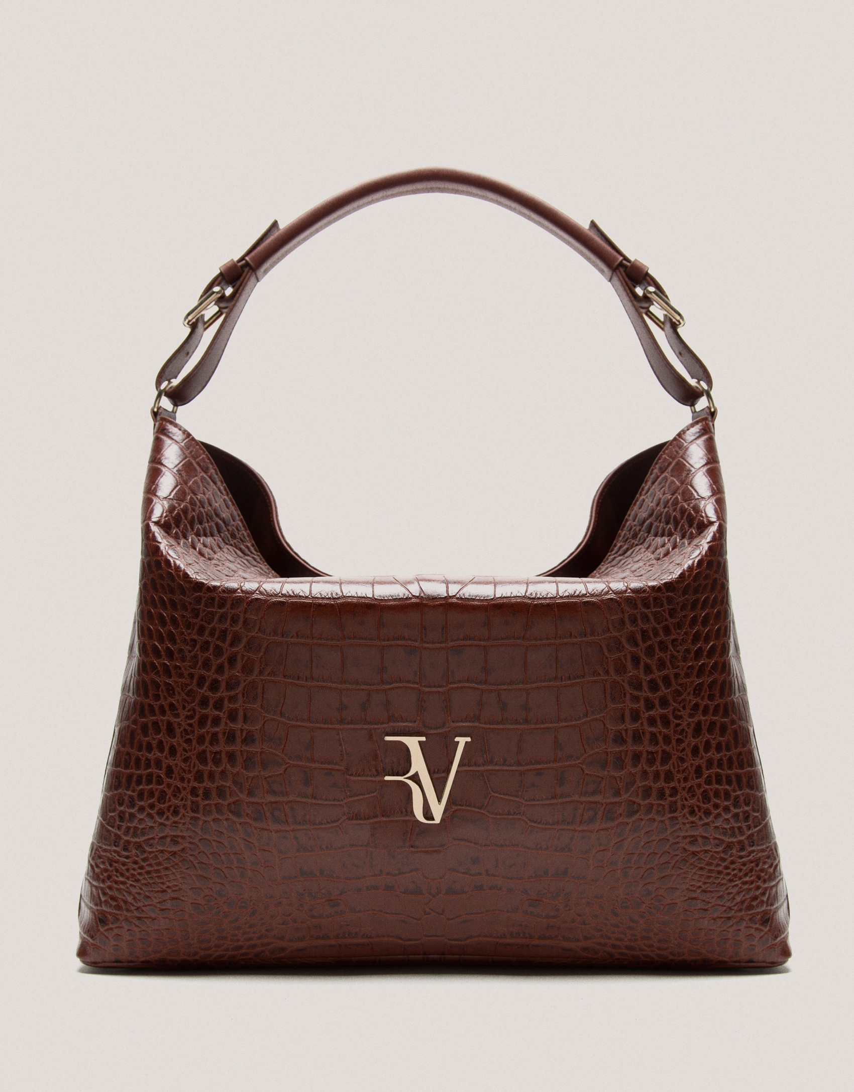 Brown alligator embossed Miranda Hobo bag