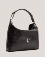 Black alligator embossed Miranda Hobo bag