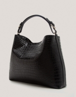 Black alligator embossed Miranda Hobo bag