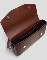 Brown alligator embossed Miranda baguette bag