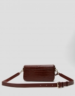 Brown alligator embossed Miranda baguette bag