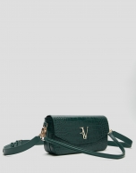 Green alligator embossed Miranda baguette bag