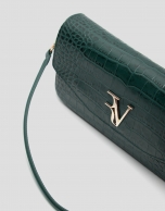 Green alligator embossed Miranda baguette bag