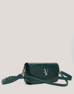 Green alligator embossed Miranda baguette bag