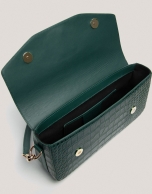 Green alligator embossed Miranda baguette bag