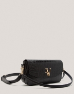 Black alligator embossed Miranda baguette bag