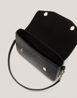 Black alligator embossed Miranda baguette bag