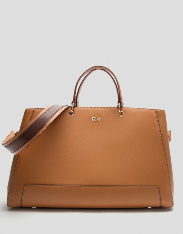 Camel Maxi Amber leather satchel bag