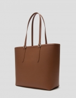 Camel leather Sama shopping bag