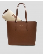 Camel leather Sama shopping bag