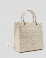 Ivory quilted leather Maxi Linda Satchel