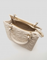 Ivory quilted leather Maxi Linda Satchel