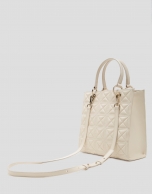 Ivory quilted leather Maxi Linda Satchel