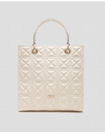 Ivory quilted leather Maxi Linda Satchel