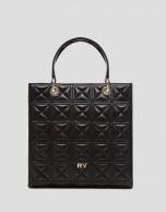 Black quilted leather Maxi Linda Satchel