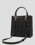 Bolso Satchel Maxi Linda piel acolchada negra