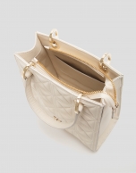 Ivory quilted leather Mini Linda Satchel