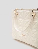 Ivory quilted leather Mini Linda Satchel