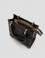 Black quilted leather Mini Linda Satchel