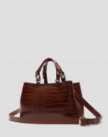 Brown embossed alligator Miranda Satchel 