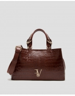 Brown embossed alligator Miranda Satchel 