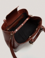 Bolso Satchel Miranda piel grabada coco marrón