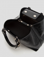 Black embossed alligator Miranda Satchel 