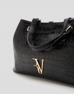 Black embossed alligator Miranda Satchel 