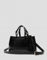 Black embossed alligator Miranda Satchel 