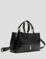 Black embossed alligator Miranda Satchel 