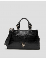 Black embossed alligator Miranda Satchel 