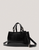 Black embossed alligator Miranda Satchel 