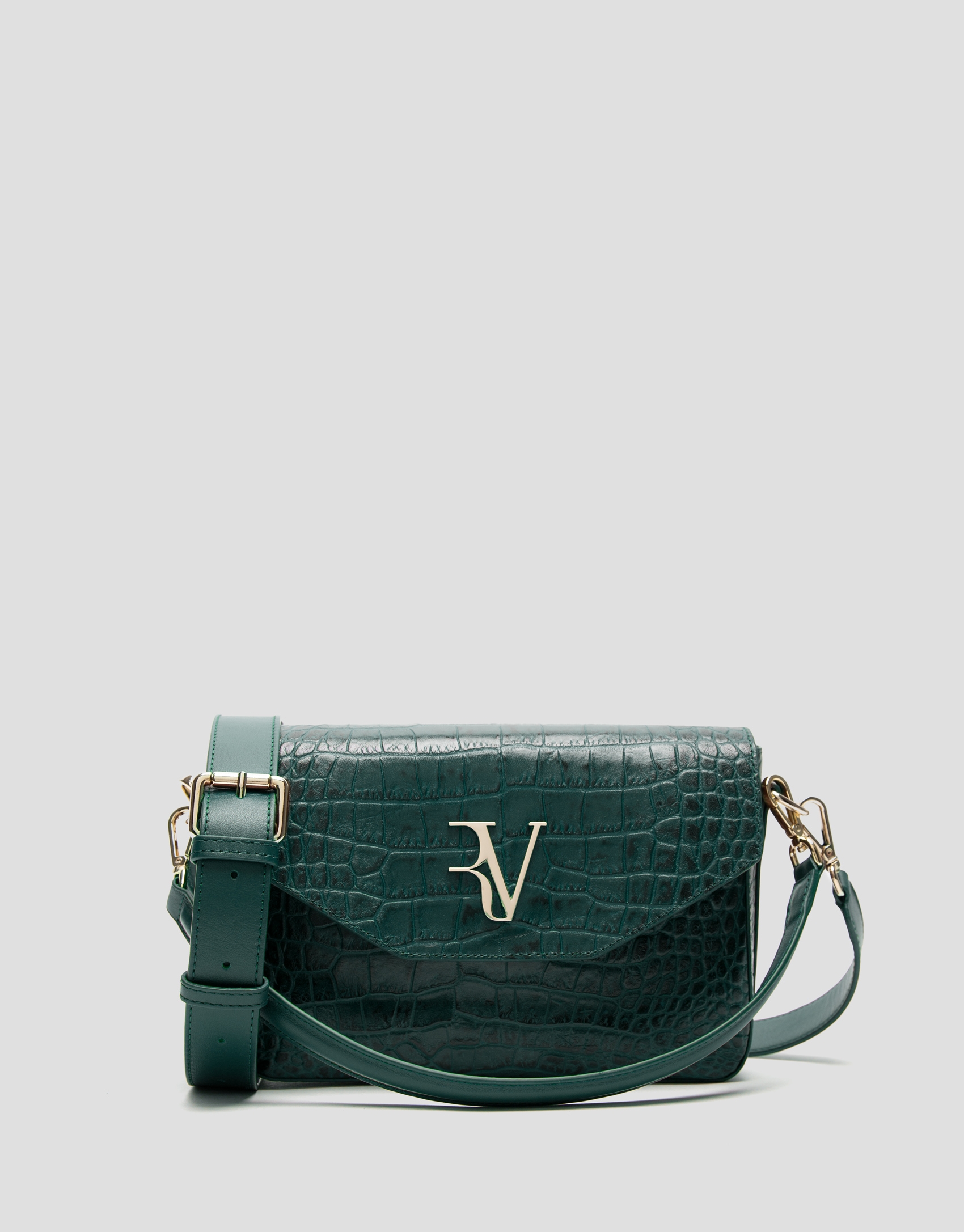 Green embossed alligator Miranda Midi shoulder bag