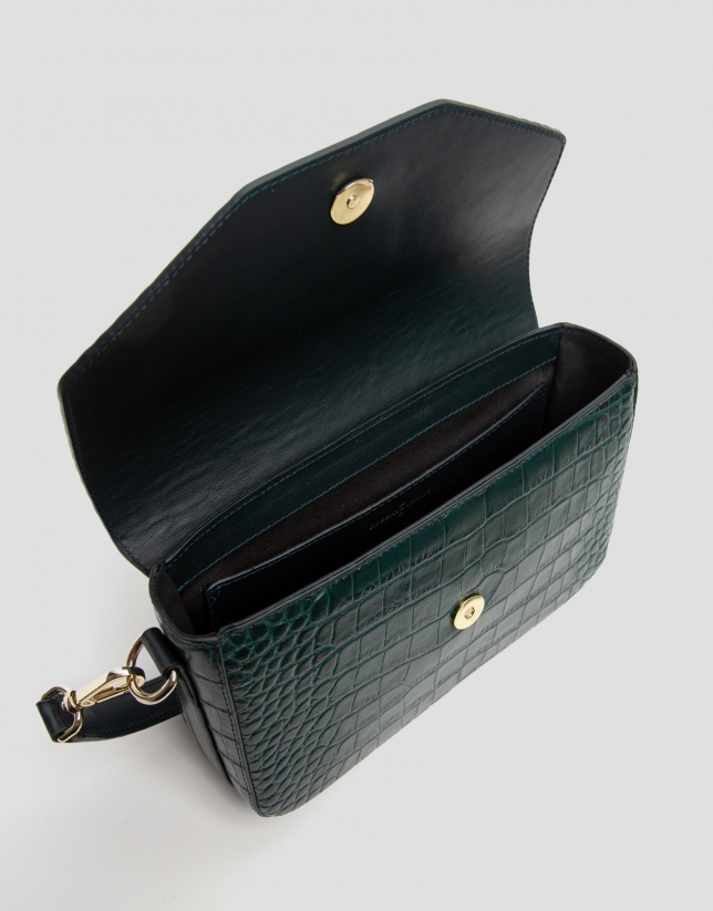 Green embossed alligator Miranda Midi shoulder bag