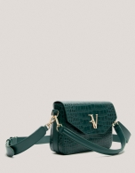 Green embossed alligator Miranda Midi shoulder bag