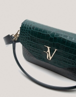 Green embossed alligator Miranda Midi shoulder bag