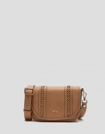 Camel leather Crafts Cross shoulder bag