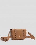 Camel leather Crafts Cross shoulder bag