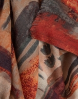 Orange print wool scarf