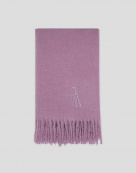 Mauve scarf with fringe and RV logo