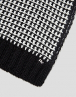 Black and white wool and alpaca scarf